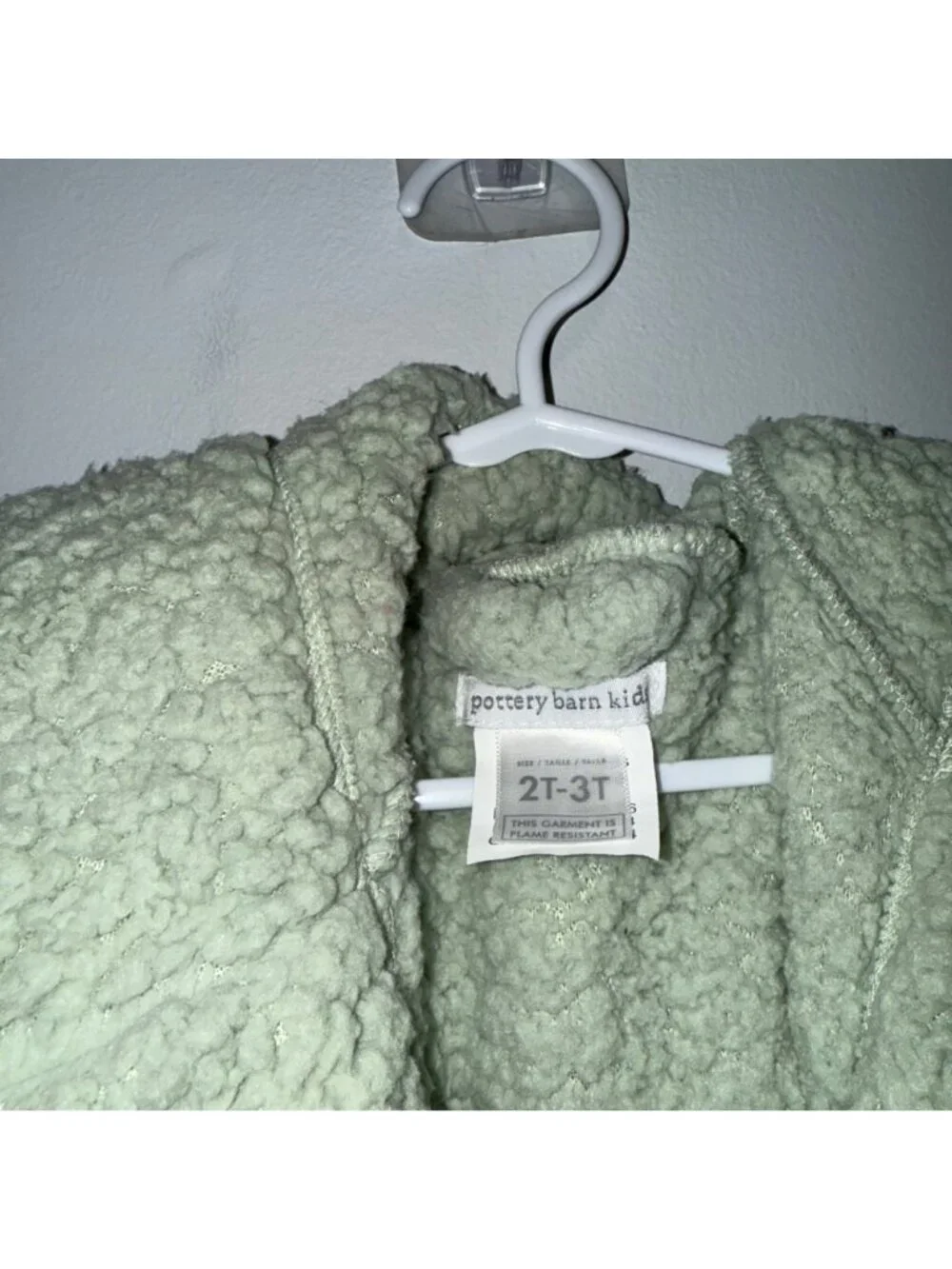 Pottery Barn Kids Hooded Robe 2T-3T Green Belt & Pockets Cozy Fleece Toddler
